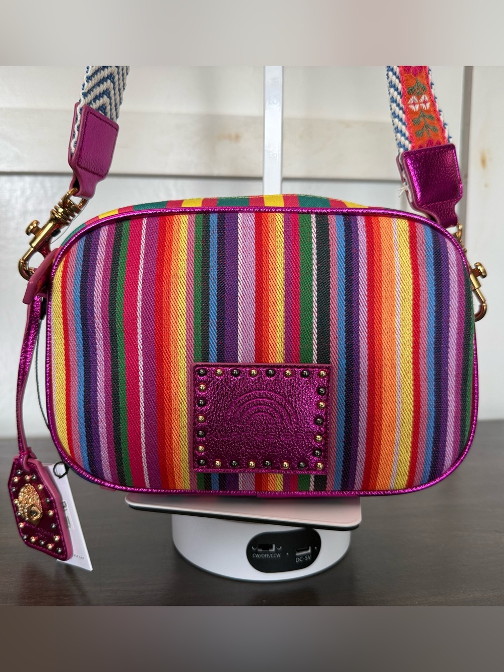 NWT Kurt Geiger Southbank Rainbow Camera BoHo Festival Crossbody Shoulder Bag